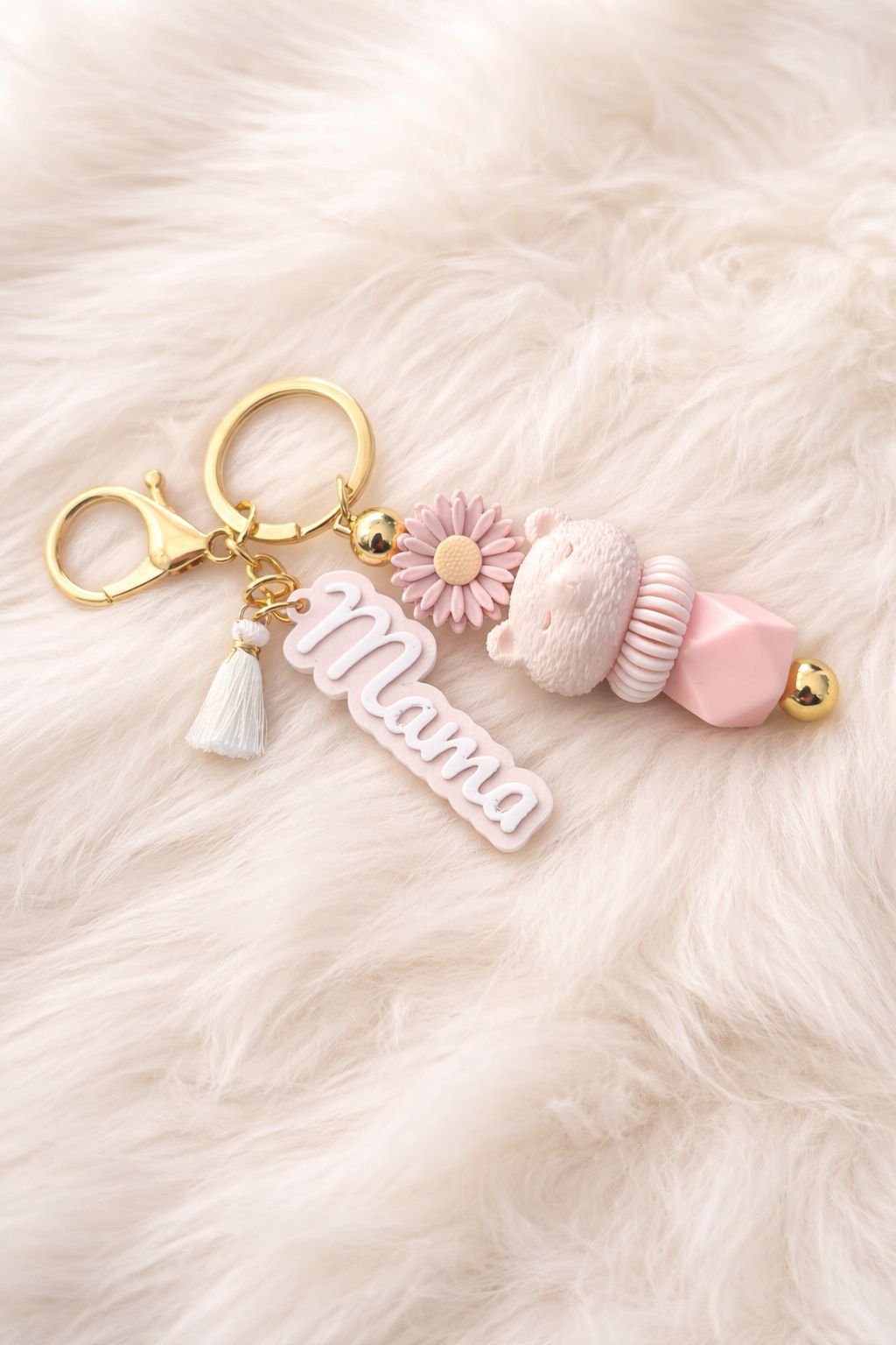 Gepersonaliseerde Sleutelhanger “Mama” met Beertje & Bloem