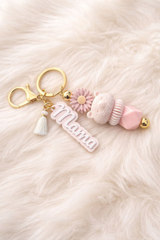 Gepersonaliseerde Sleutelhanger “Mama” met Beertje & Bloem