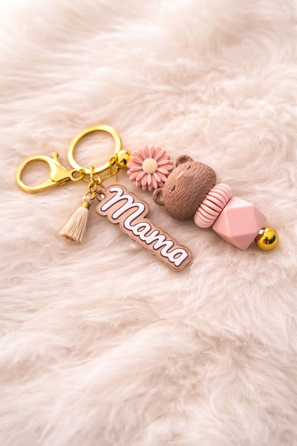 Gepersonaliseerde Sleutelhanger “Mama” met Beertje & Bloem