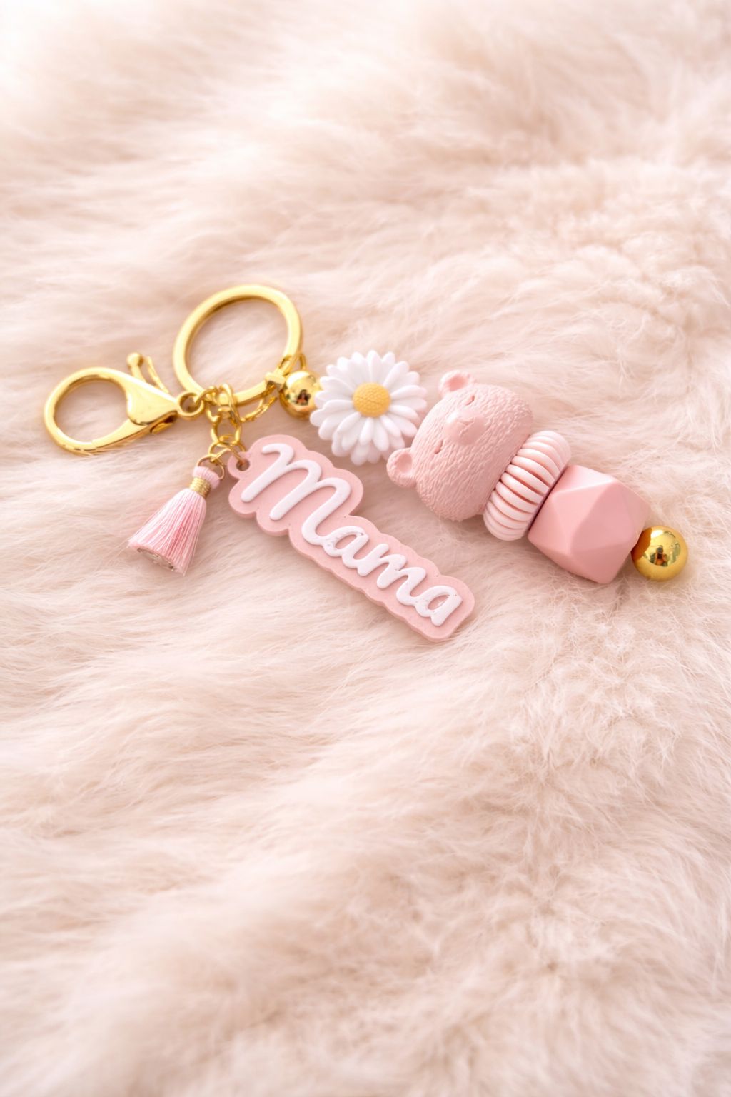 Gepersonaliseerde Sleutelhanger “Mama” met Beertje & Bloem
