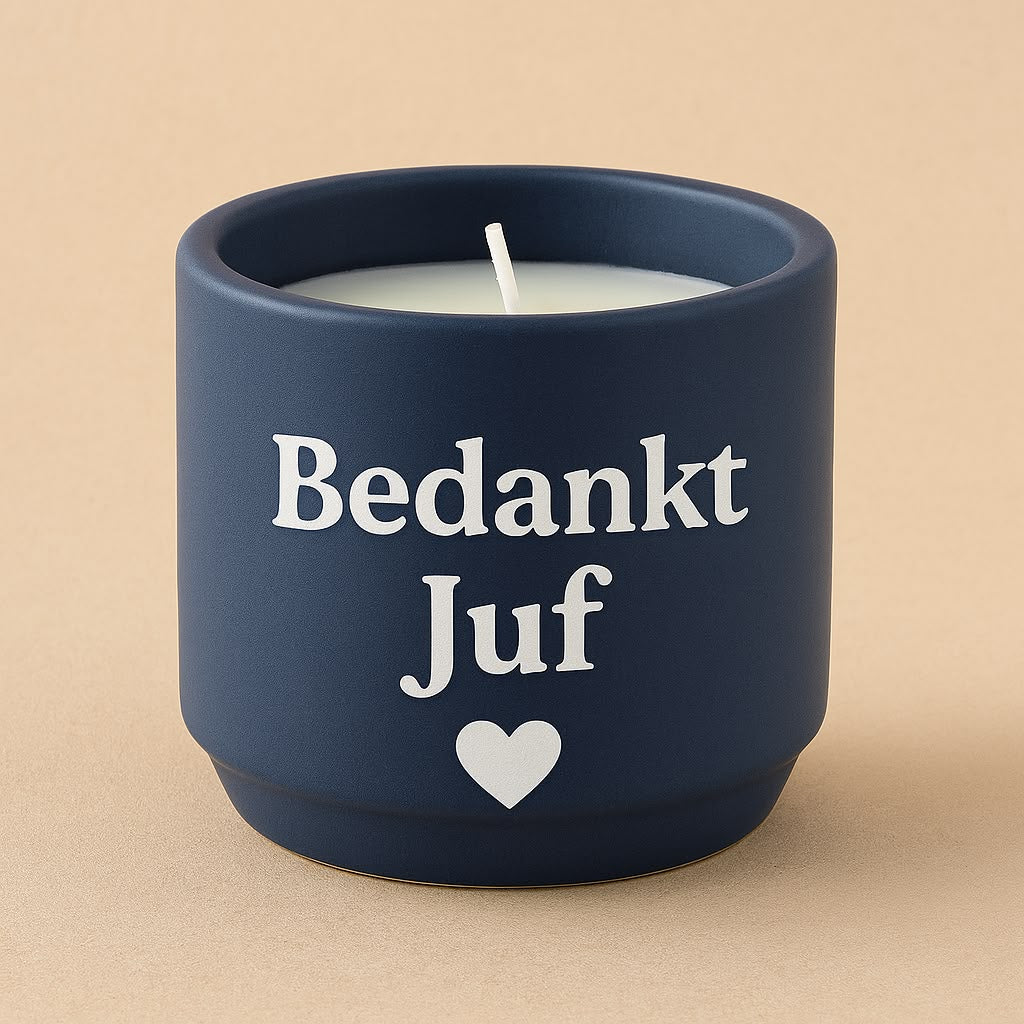 Keramieke kaars [BEDANKT JUF]